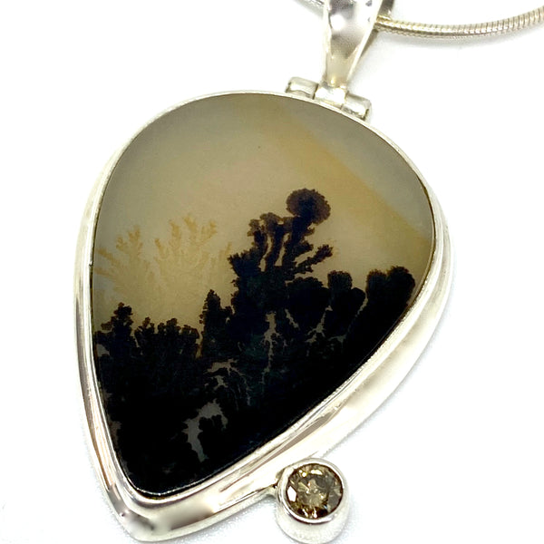 Dendritic Agate with Argyle Diamond-Tasmanian Jewellery and gemstones-Rare and Beautiful