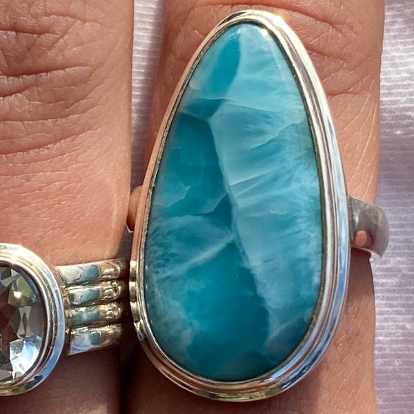 Pear Larimar Ring-Tasmanian Jewellery and gemstones-Rare and Beautiful