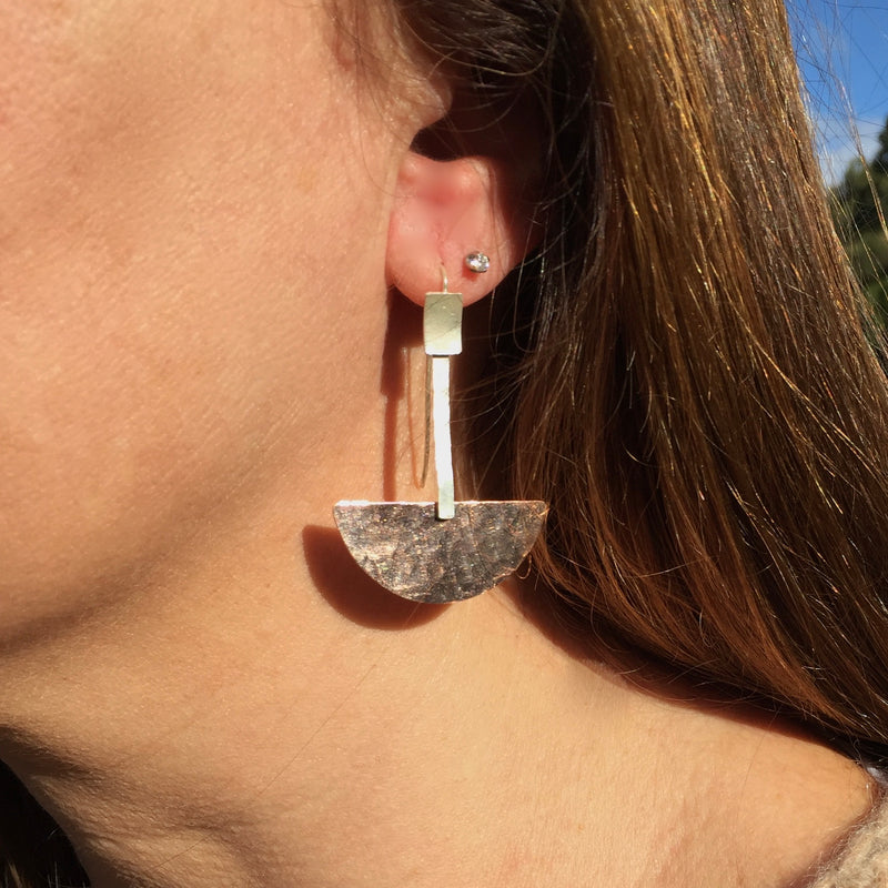 Copper and Sterling Silver Earrings