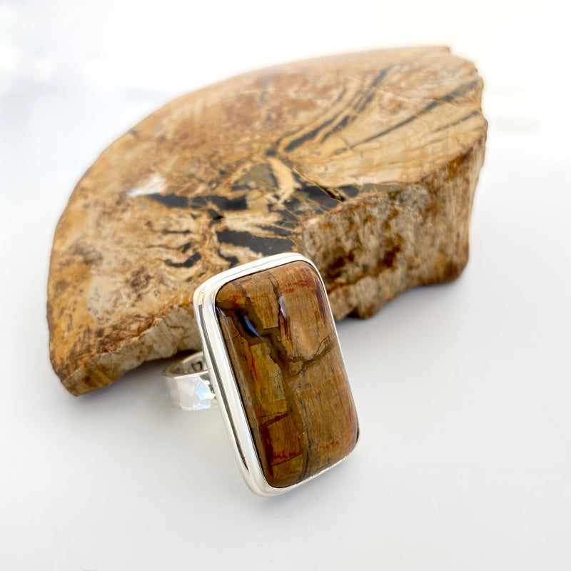 Fossil wood from Tasmania Set into Sterling Silver by Rare and Beautiful