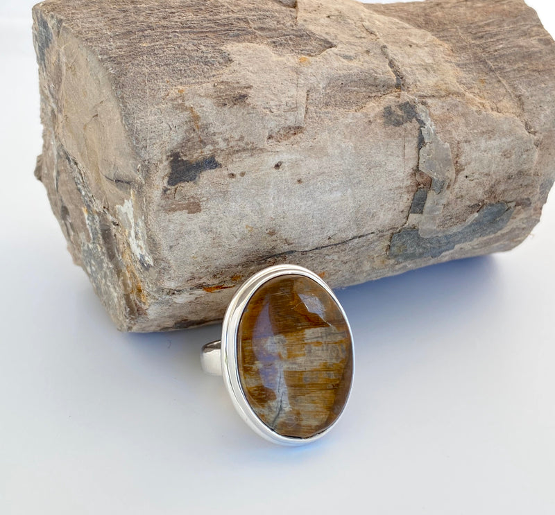 Tasmanian Oval Fossil Wood Ring-Tasmanian Jewellery and gemstones-Rare and Beautiful