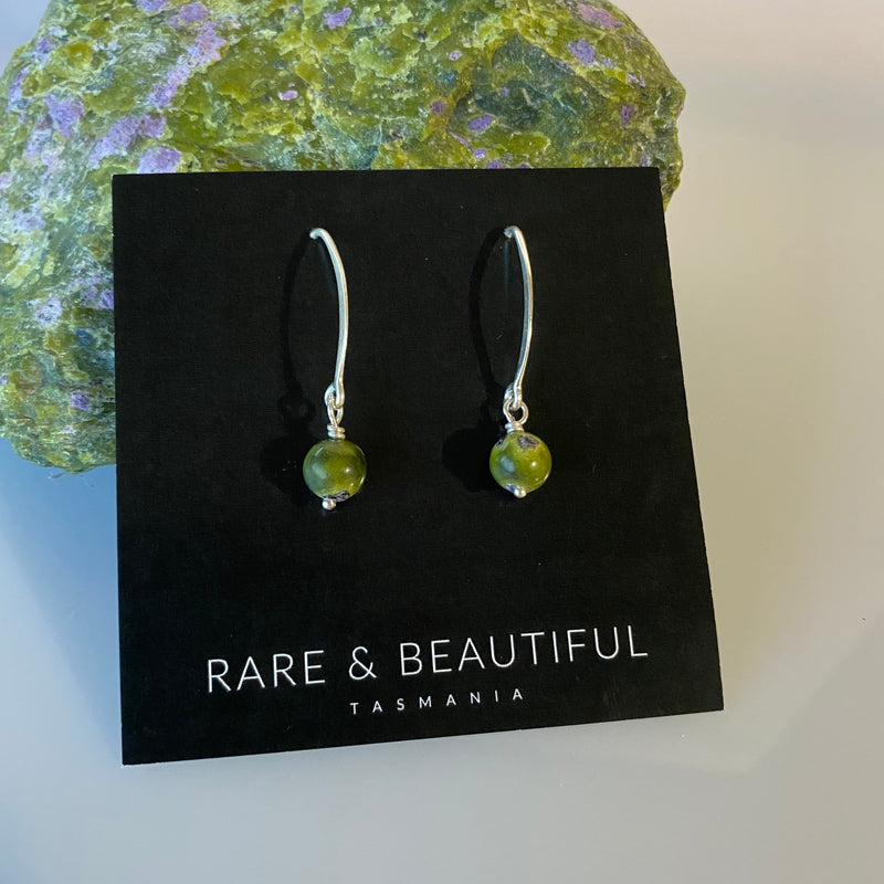 Stichtite and Serpentine Simple Drop Earring-Tasmanian Jewellery and gemstones-Rare and Beautiful