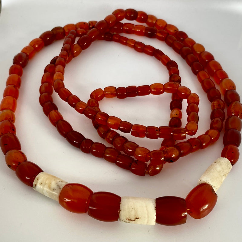 Antique Naga carnelian and conch shell necklace-Tasmanian Jewellery and gemstones-Rare and Beautiful