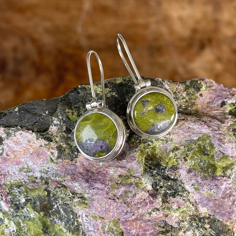 Silver Stichtite and Serpentine earrings-Tasmanian Jewellery and gemstones-Rare and Beautiful
