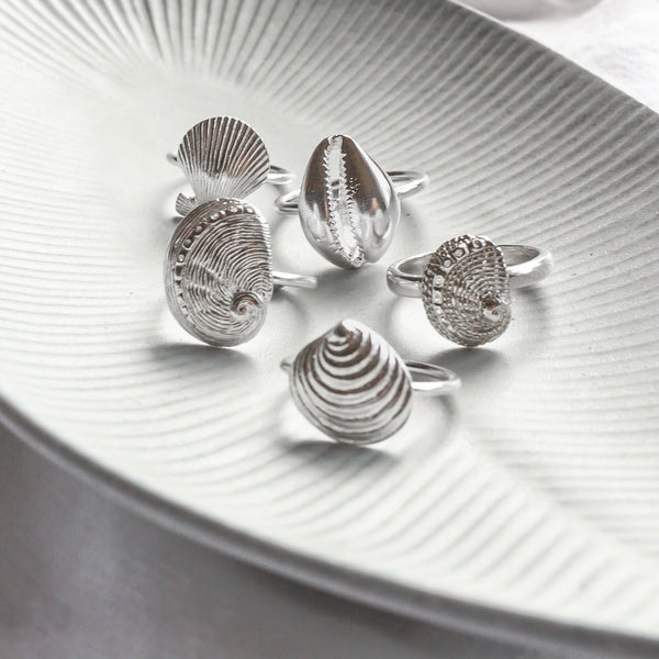 coastal shell ring in sterling silver 