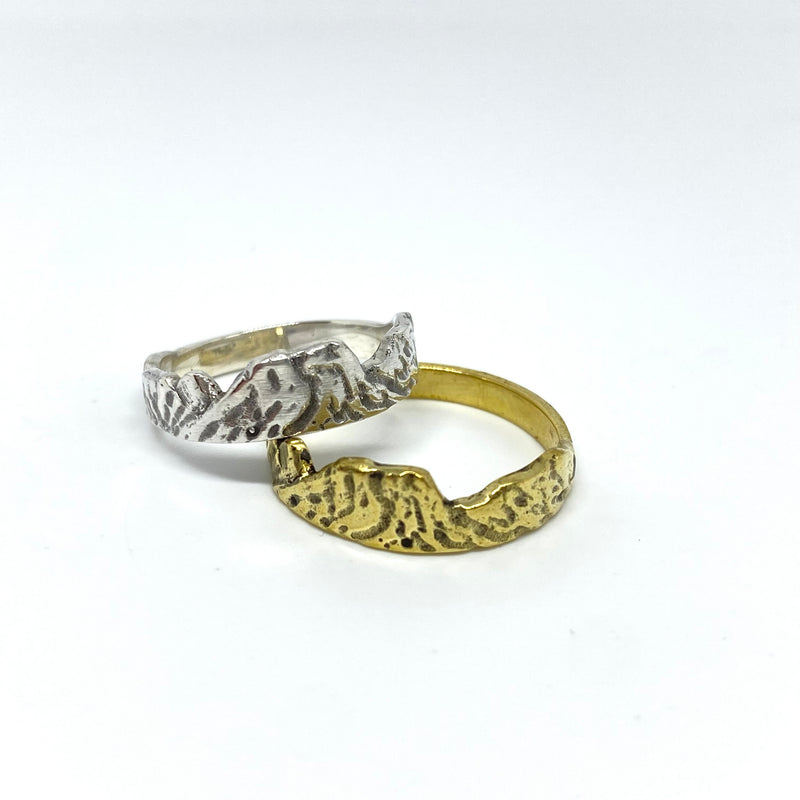 tasmanian mountain ring in sterling silver and brass 