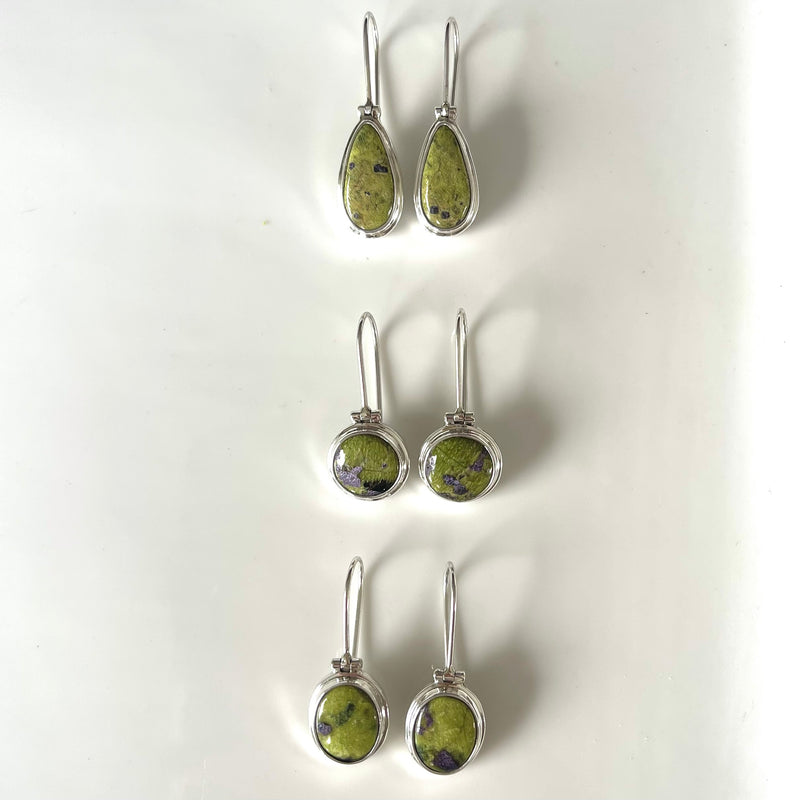 Silver Stichtite and Serpentine earrings - small-Tasmanian Jewellery and gemstones-Rare and Beautiful