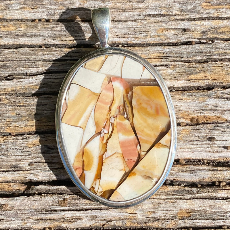 pendant set with mookaite in sterling silver