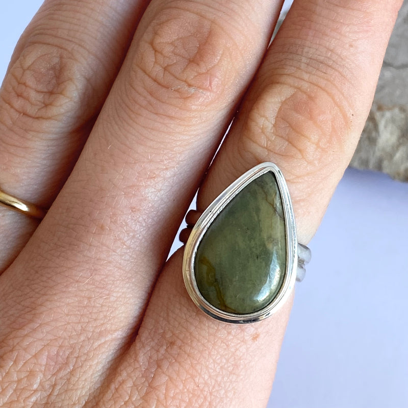 Pear Shaped Tasmanian Jade Ring-Tasmanian Jewellery and gemstones-Rare and Beautiful