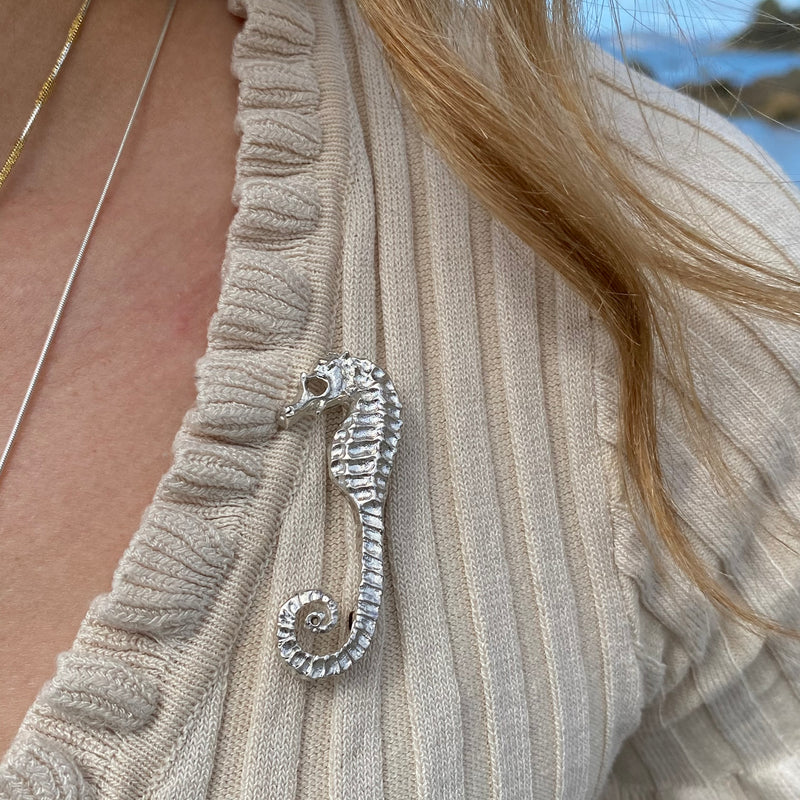 Silver Seahorse Broach-Tasmanian Jewellery and gemstones-Rare and Beautiful