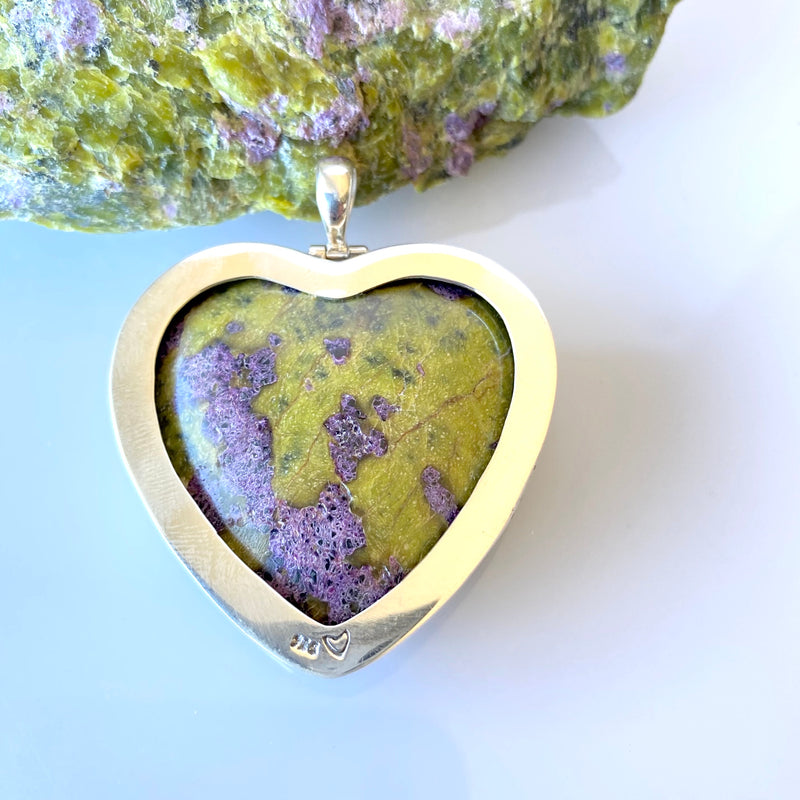 Stichtite + Serpentine Large Heart Pendant-Tasmanian Jewellery and gemstones-Rare and Beautiful