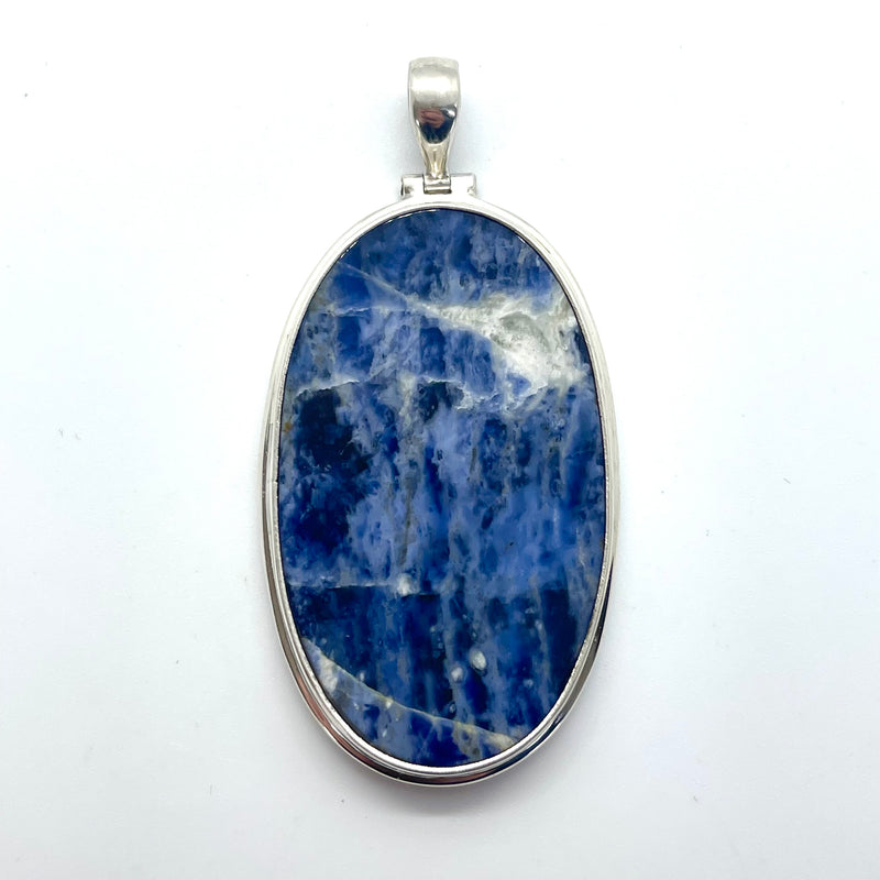 handmade sterling silver pendant set with sodalite