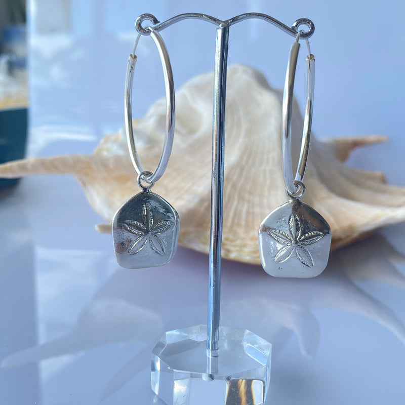 Sanddollar hoop earrings-Tasmanian Jewellery and gemstones-Rare and Beautiful
