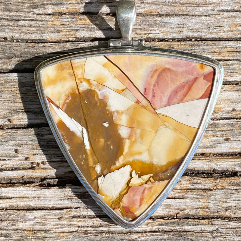 mookaite pendant set with sterling silver. 