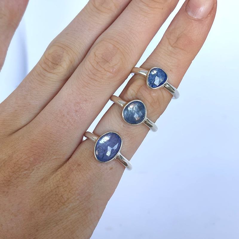 small tanzanite rose cut rings 