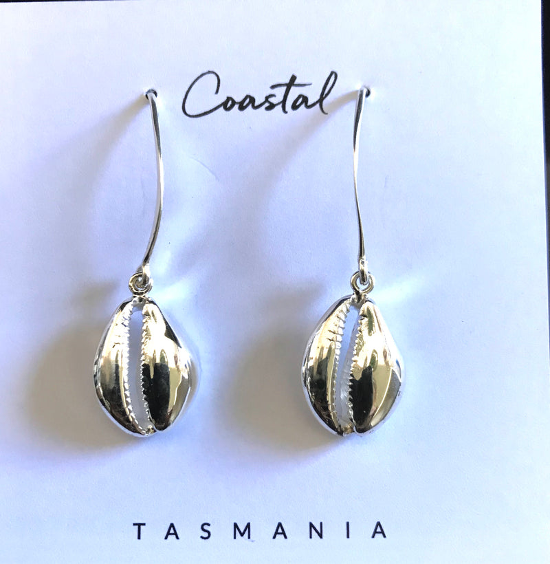 cowrie shell sterling silver earrings 
