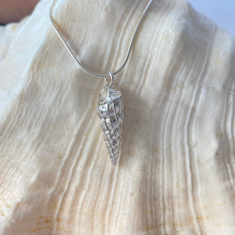 wentletrap shell pendant cast in sterling silver