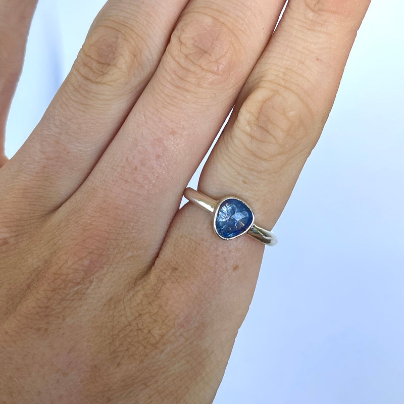 rose cut petite tanzanite ring