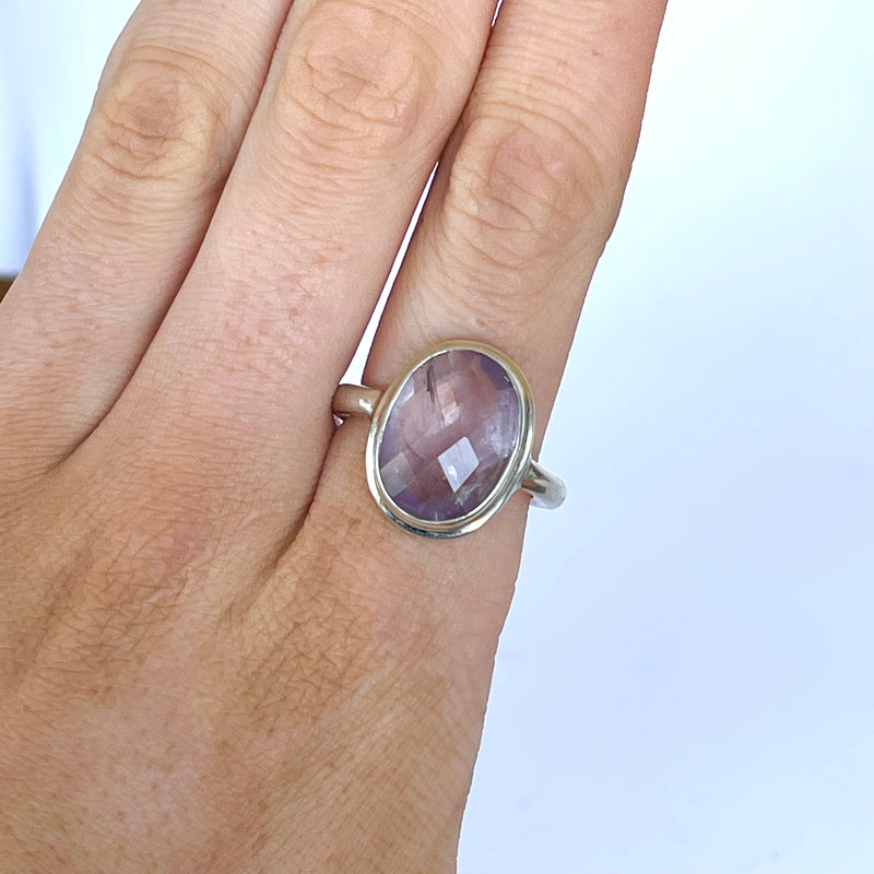 light purple rose cut amethyst  ring