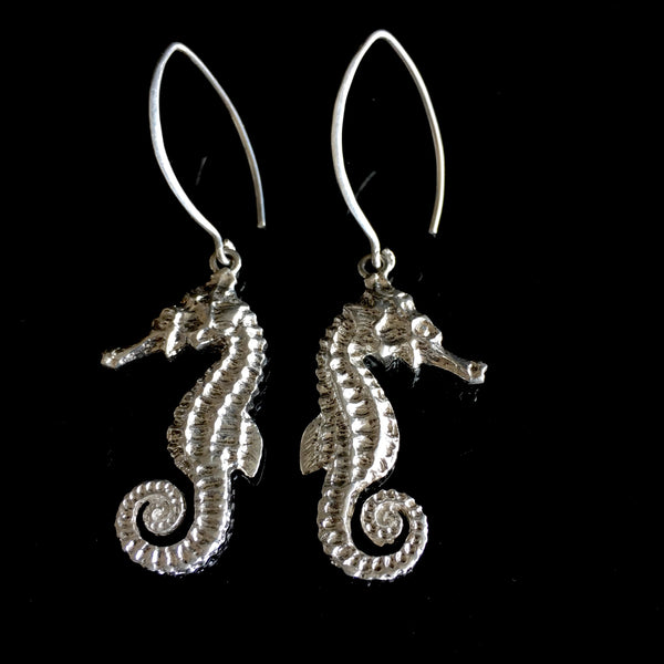 Silver baby seahorse earrings-Tasmanian Jewellery and gemstones-Rare and Beautiful