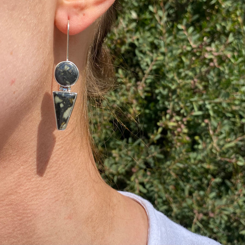 jade earrings set with 925 silver
