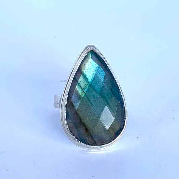 Pear shaped Labradorite Ring-Tasmanian Jewellery and gemstones-Rare and Beautiful