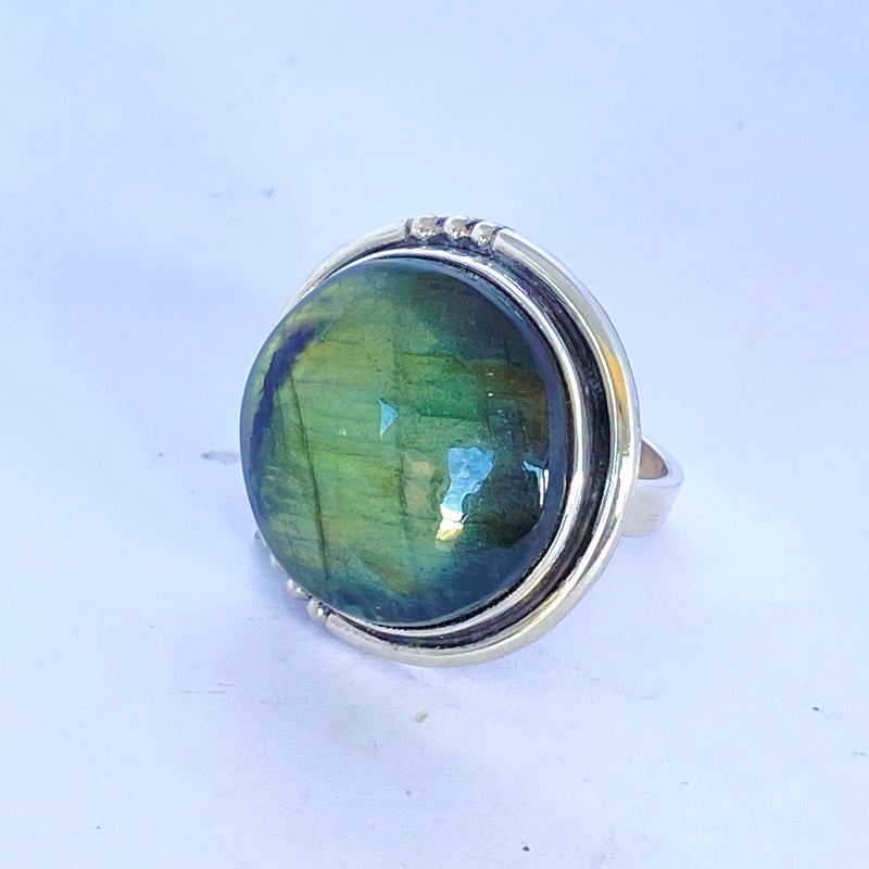 Circular Labradorite Ring-Tasmanian Jewellery and gemstones-Rare and Beautiful