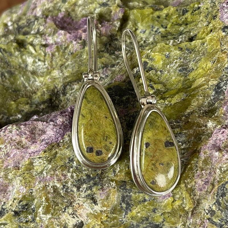 Silver Stichtite and Serpentine earrings - small-Tasmanian Jewellery and gemstones-Rare and Beautiful